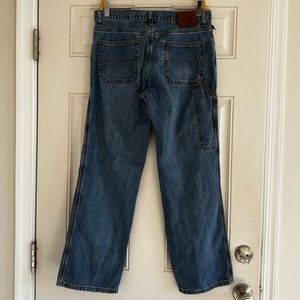 Vintage 90s Ralph Lauren Polo Cargo Jeans Denim Blue Utility Grunge Carpenter 29